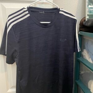 Adidas Men's Navy Blue T-Shirt with White Stripes